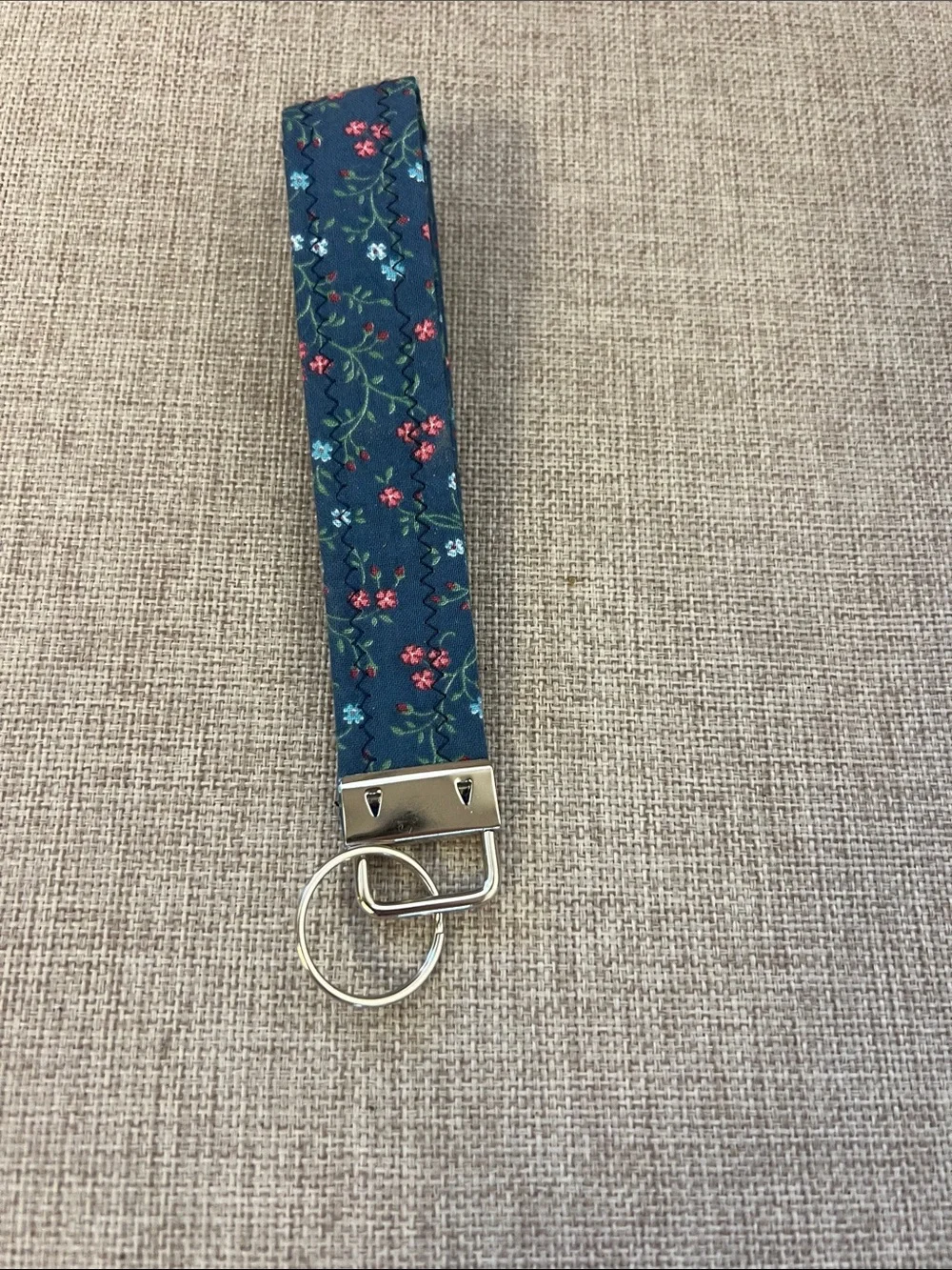 Floral Navy Wristlet Key Fob